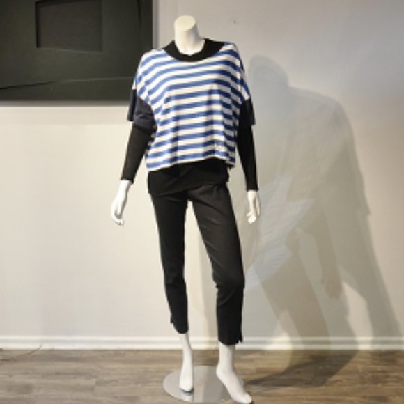 Spring 17 Xenia Striped Jersey Boxy Cropped Tee - Picture 2 of 12